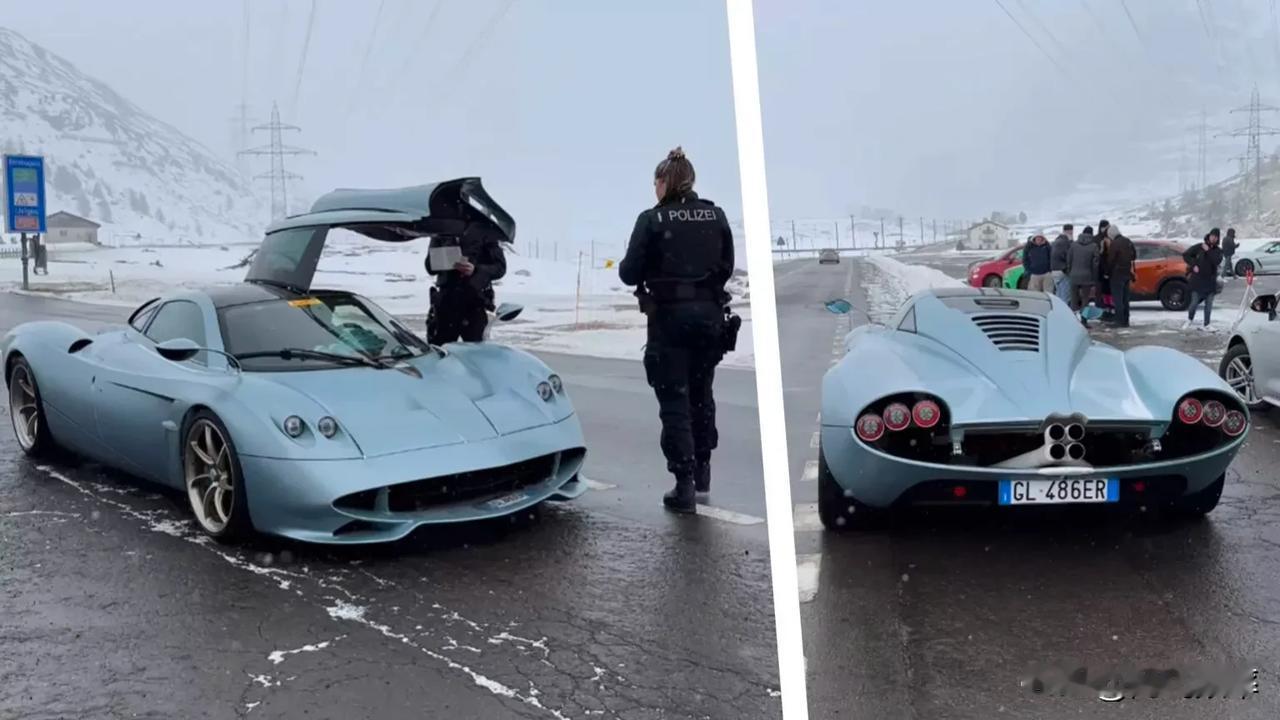 哈哈哈，笑死了！
瑞士警察扣了一辆帕加尼Huayra Codalung试驾车！听