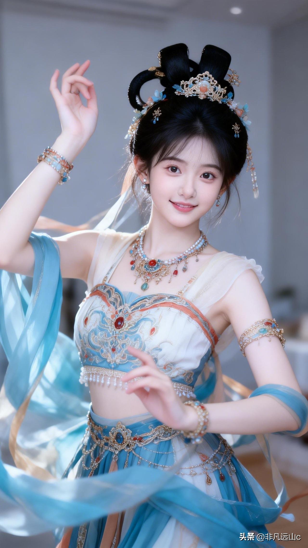 请问哪里的美女最美古装美女跳舞，舞姿优美迷人，清新脱俗，清纯唯美！古典汉服美人 