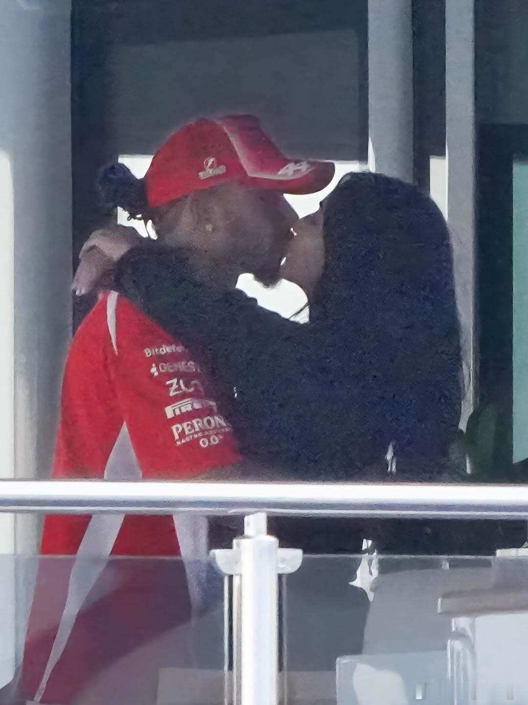 2014年刘易斯·汉密尔顿和女友猫姐，金·卡戴珊和Kanye West 参加活动