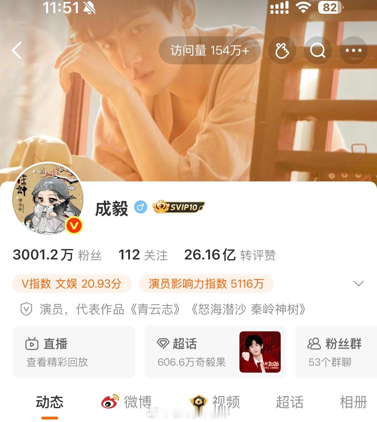 除夕前成毅的粉丝突破了3000w！大明星就这样一步一步的走稳走更高