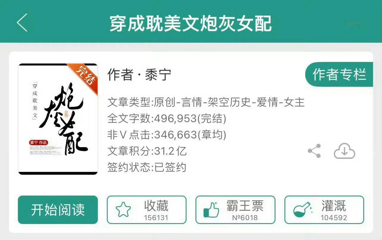 小说推荐：《穿成耽美文炮灰女配》 作者:黍宁简评：洒脱万人迷女主，穿书，系统，女