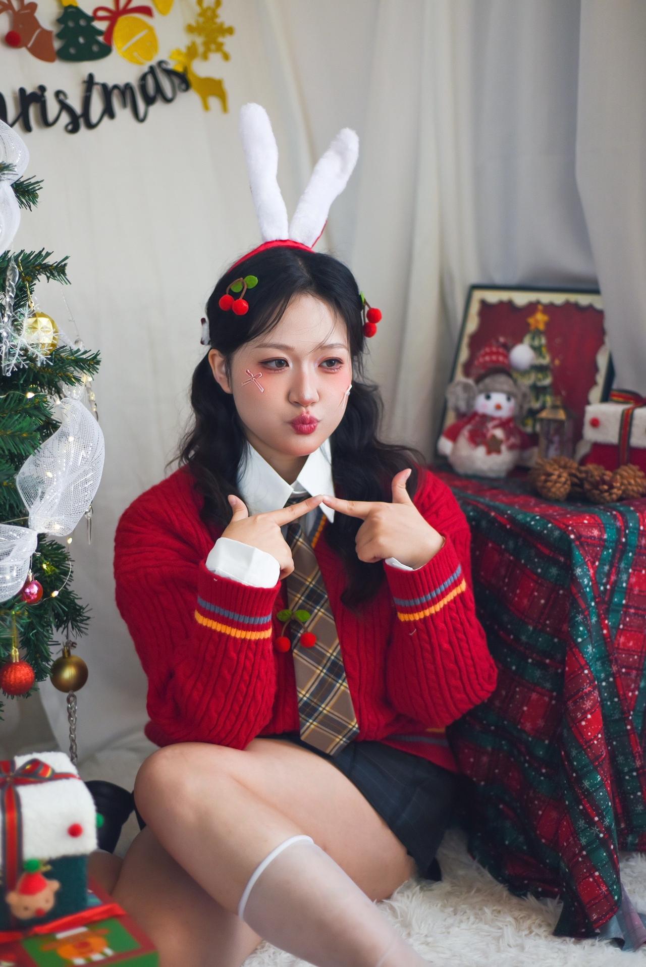 @耶耶缺  少女写真 甜美女孩 红色系 圣诞写真