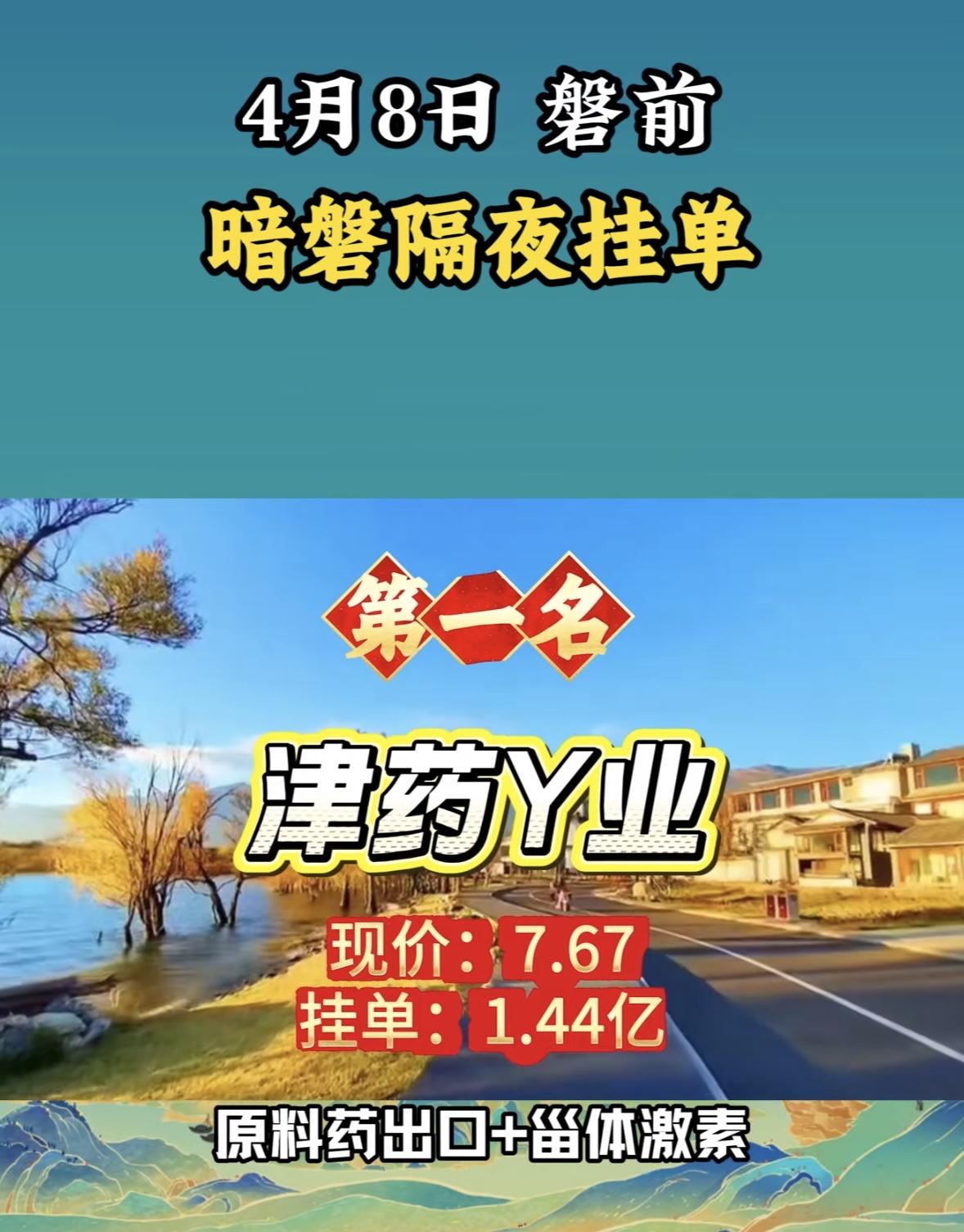 4月8日周三暗盘隔夜挂单排行榜出炉

暗盘隔夜挂单里，翠微股份排第六，现价13.