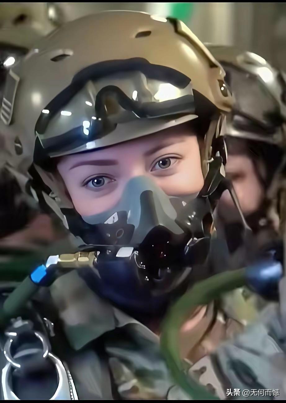 这些画面记录了美军女空降兵执行高空跳伞训练的真实瞬间。机舱内，她们身着迷彩作战服