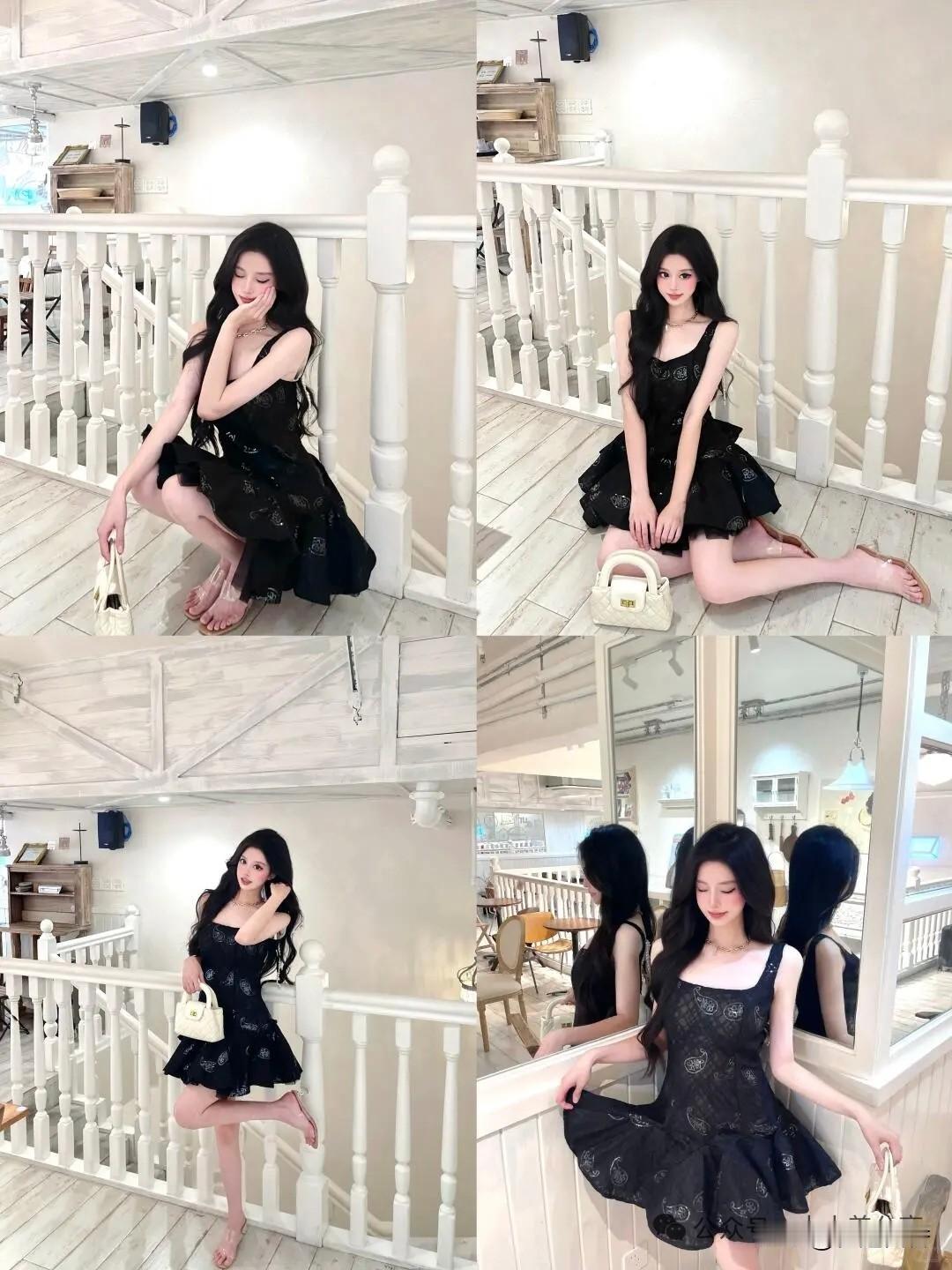 优雅黑裙，甜美少女心，复古风穿搭，轻松凹造型！