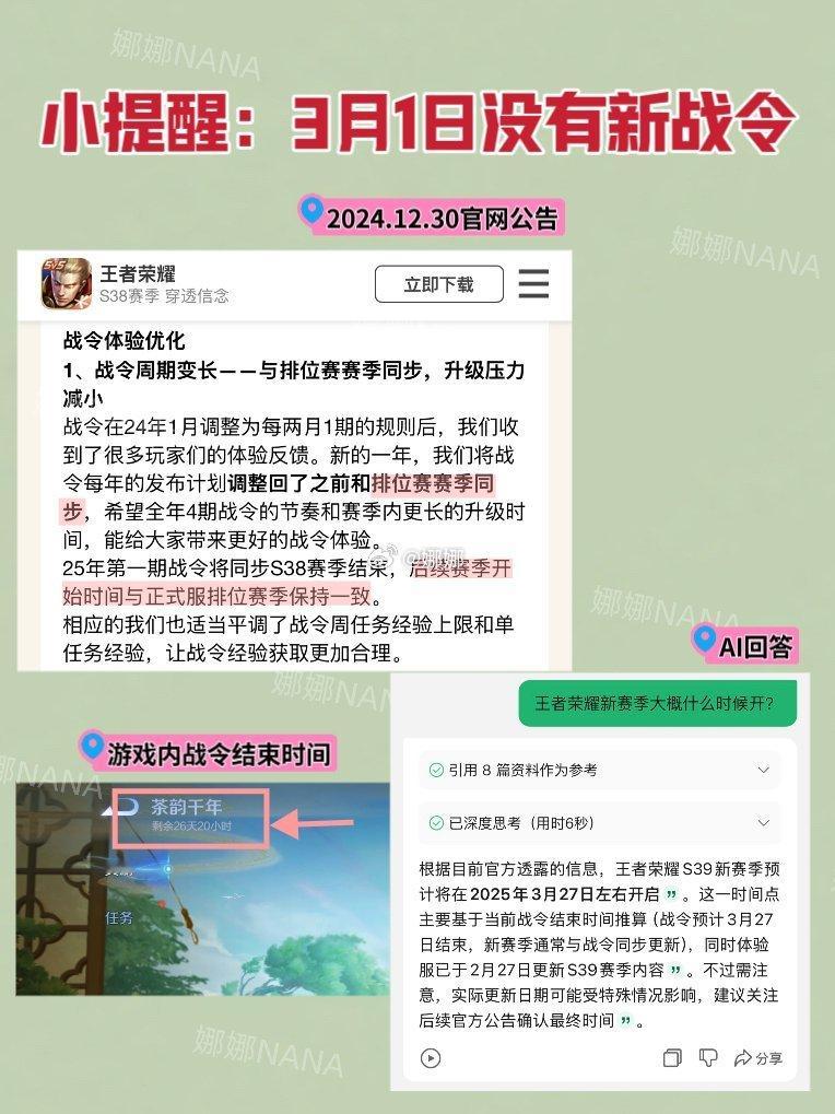 王者荣耀[超话]  三月份没有新战令喔[开学季]以后战令都是和赛季同步啦 