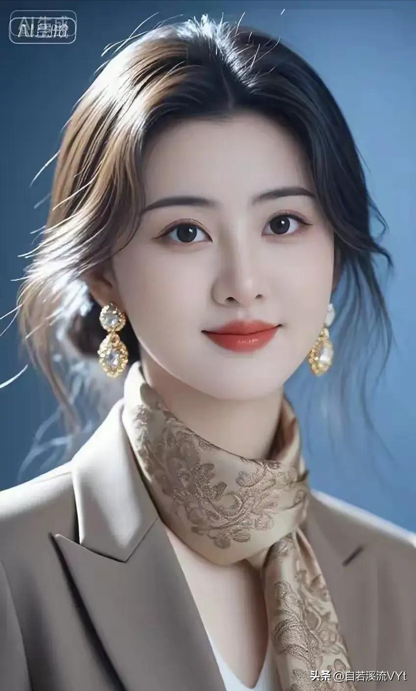 水仙子·金辉映笑
 
金摇耳坠映清眸，丝绾花纱绕颈柔。
浅妆匀罢春光透，檀唇点绛
