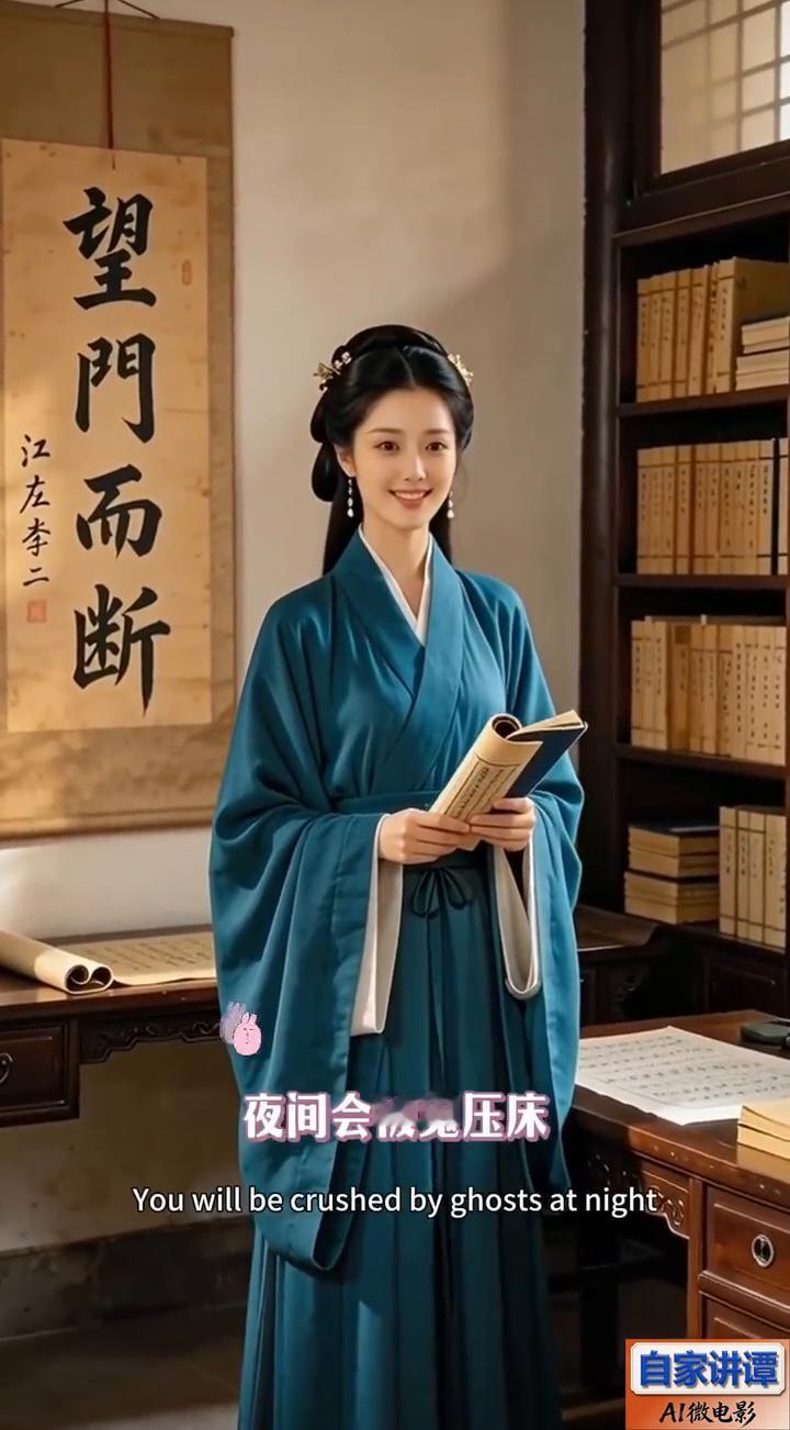 自家讲谭。
卧榻对镜，心神不宁。玄学解释：镜子易招阴气，阳气不旺的人夜间会被鬼压