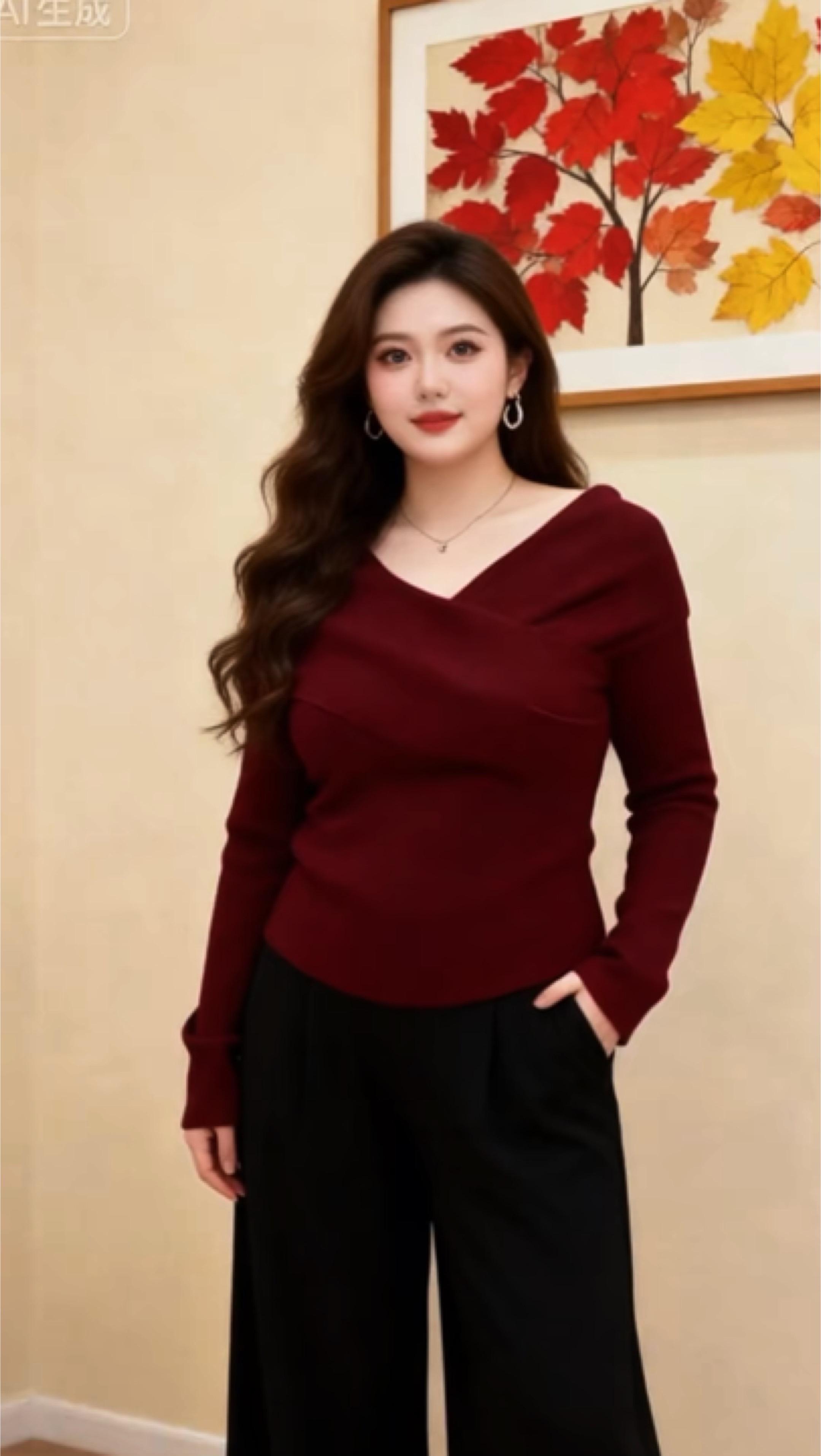 大码穿搭 红色毛衣我已经想好过年怎么穿了微胖梨形冬天也要美美的当我找到...