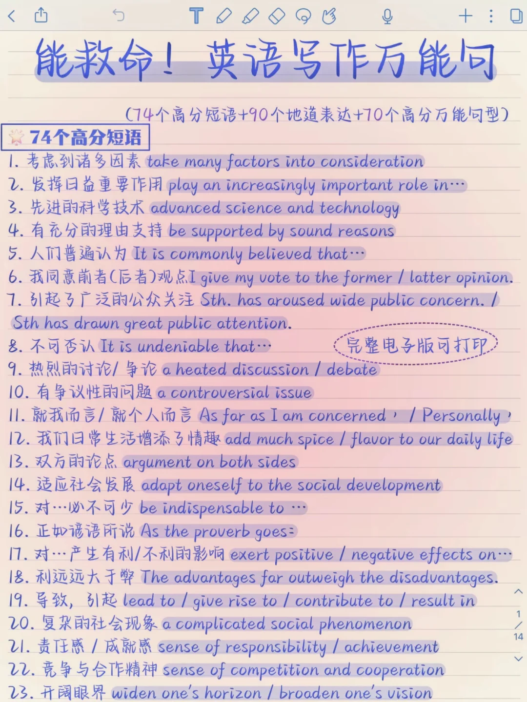 一篇吃透！英语写作高分万能句！背会就稳了！