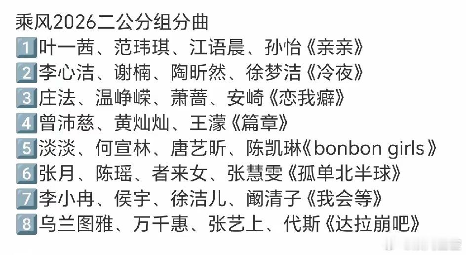 浪姐二公队长和选曲已出，李小冉继续出任队长！孙怡和萧蔷，阚清子都卸任队长，淡淡上