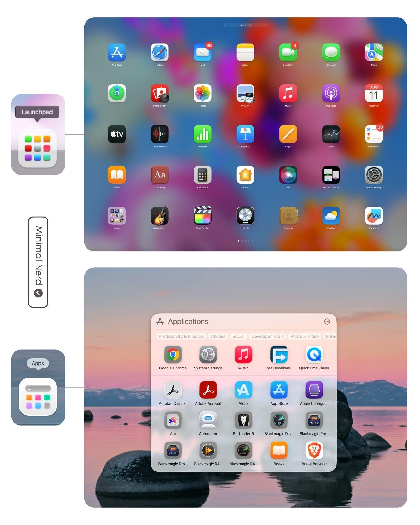 Mac 啥时候能把应用抽屉给改回来啊。。现在这也忒难用了，找啥都找不到[微笑][