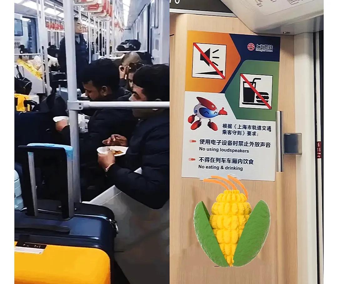 上海地铁这波操作，网友为啥不买账？
 
外籍人士在地铁车厢吃咖喱馅饼，味儿大到同