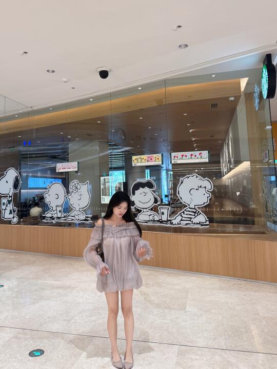 ootd158约会穿紫色一字肩连衣裙 好气质呀💜