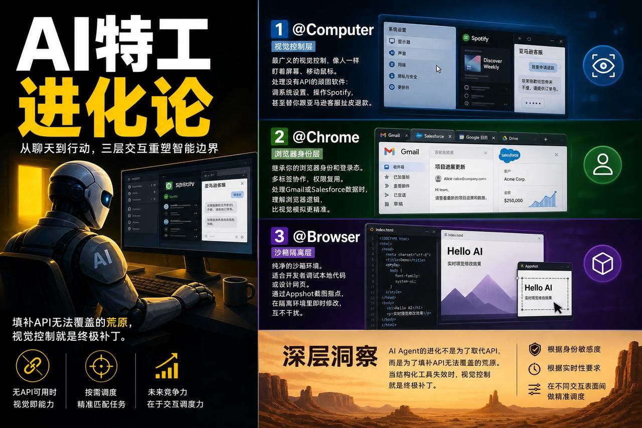 【从对话框到控制权：Codex接管电脑的三种姿态】

AI正在从只会聊天的脑子进