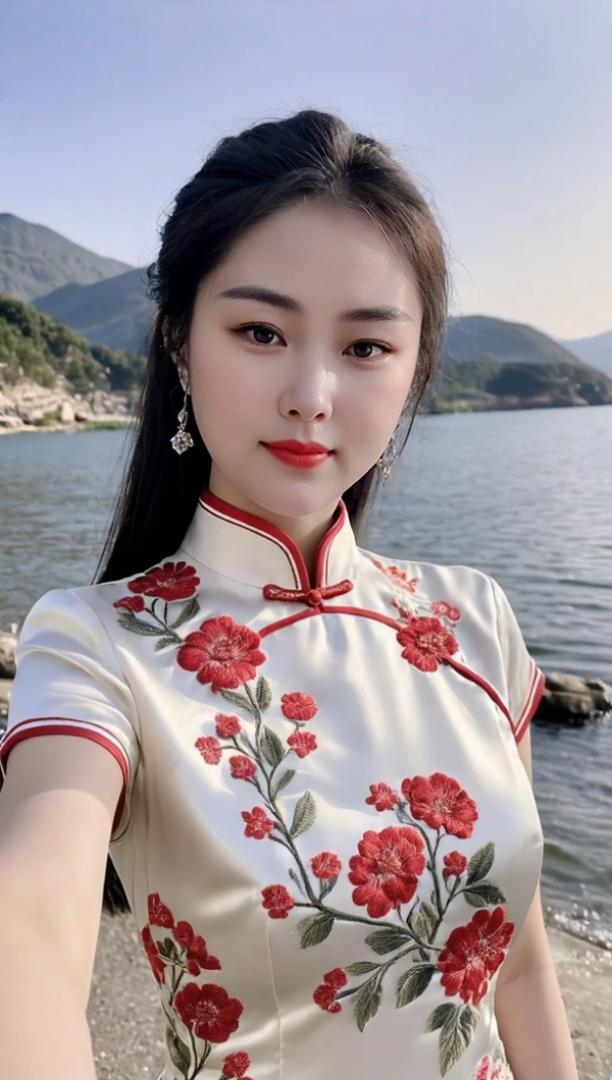 AI晨曦旗袍自拍  换个发型原来我也可以这么美