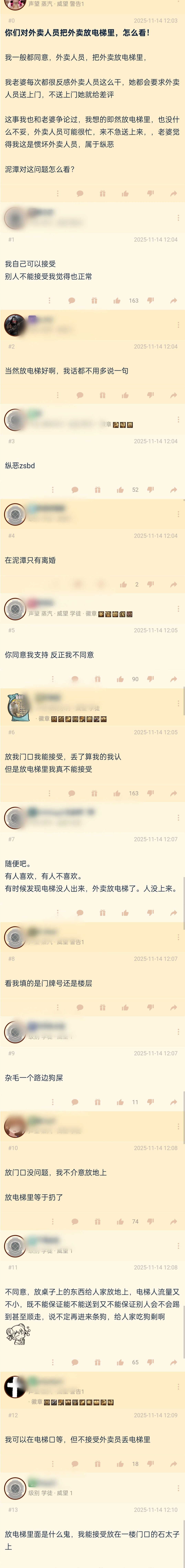 你们对外卖人员把外卖放电梯里，怎么看？