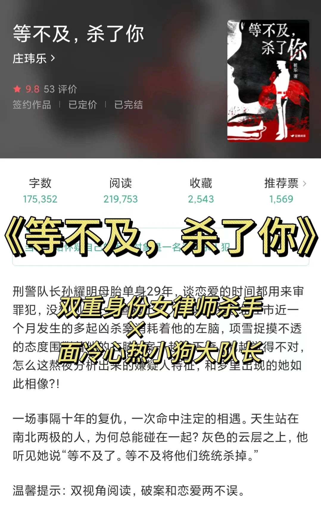 🔪《等不及，杀了你》:一场刑侦与爱情的游戏