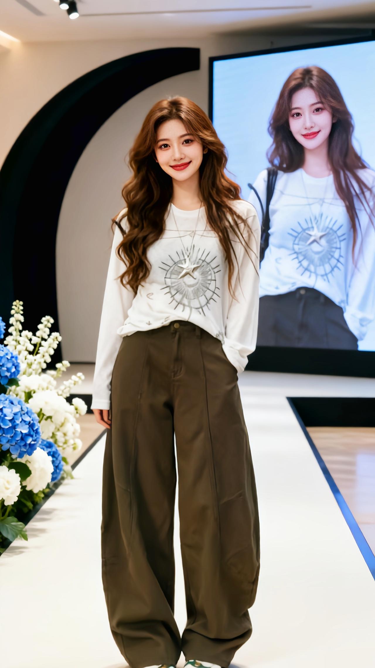 直筒显瘦秀场同款长裤 分享今日份松弛感穿搭 卡其色工装阔腿裤 工装裤女孩 chi