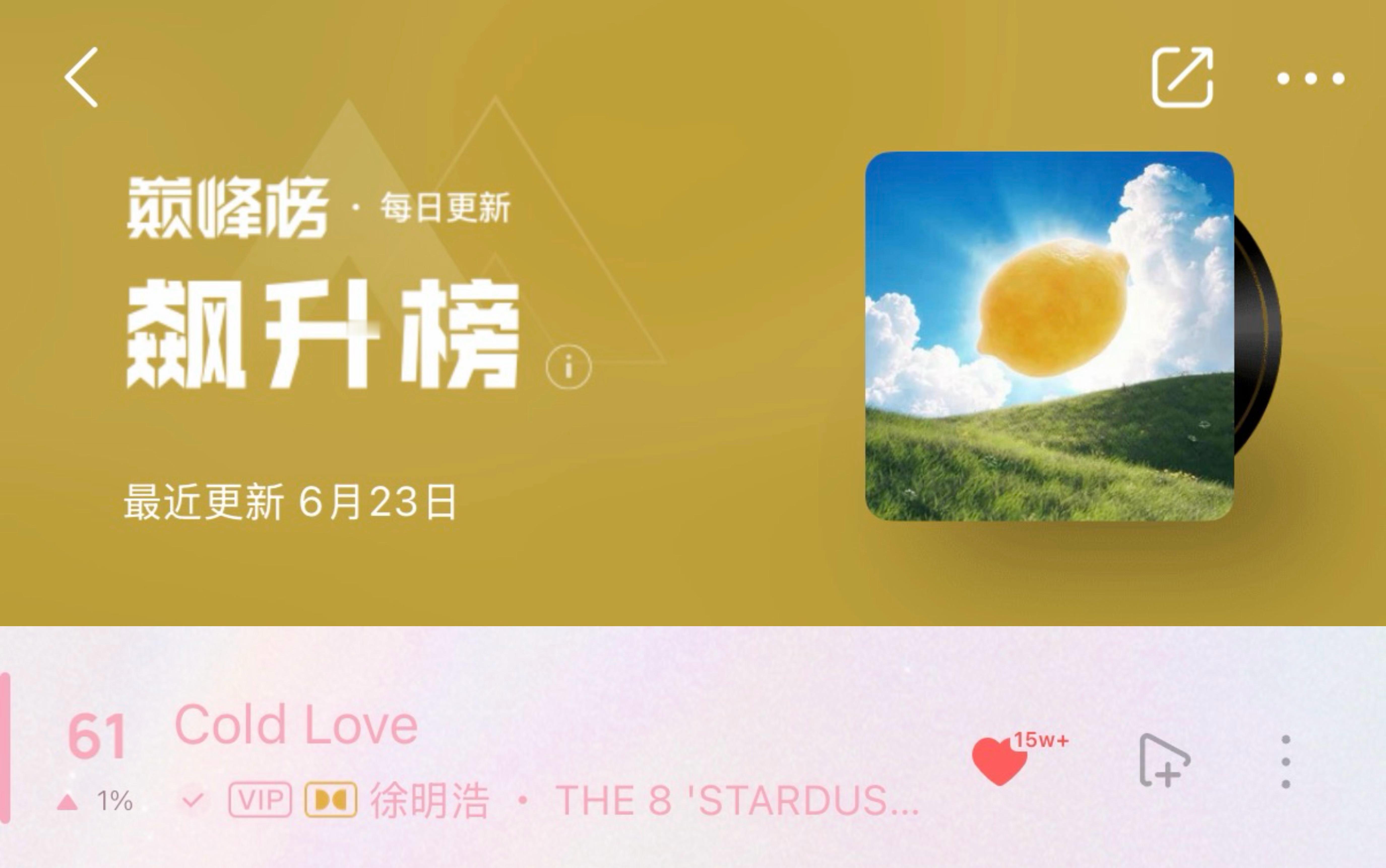 徐明浩《cold love》QQ音乐飙升榜回榜第61位😱😱😱🔥🔥🔥冷