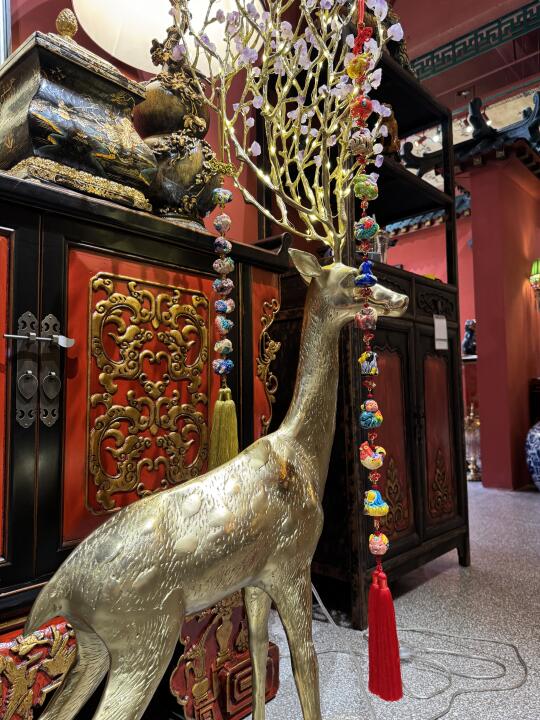 被问💥爆的黄铜梅花鹿摆件❗️玄关C位🦌