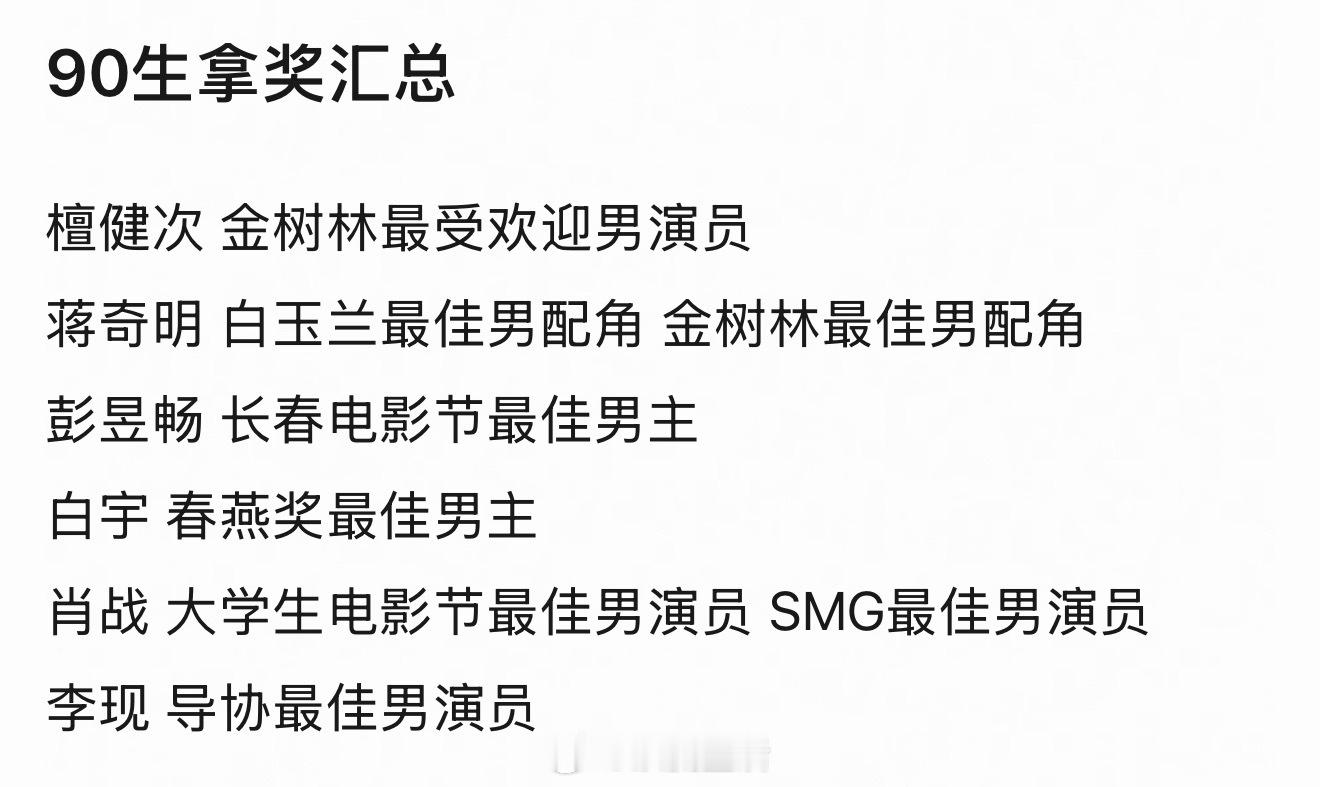 粉丝投稿90生拿奖汇总，谁的含金量最高啊？