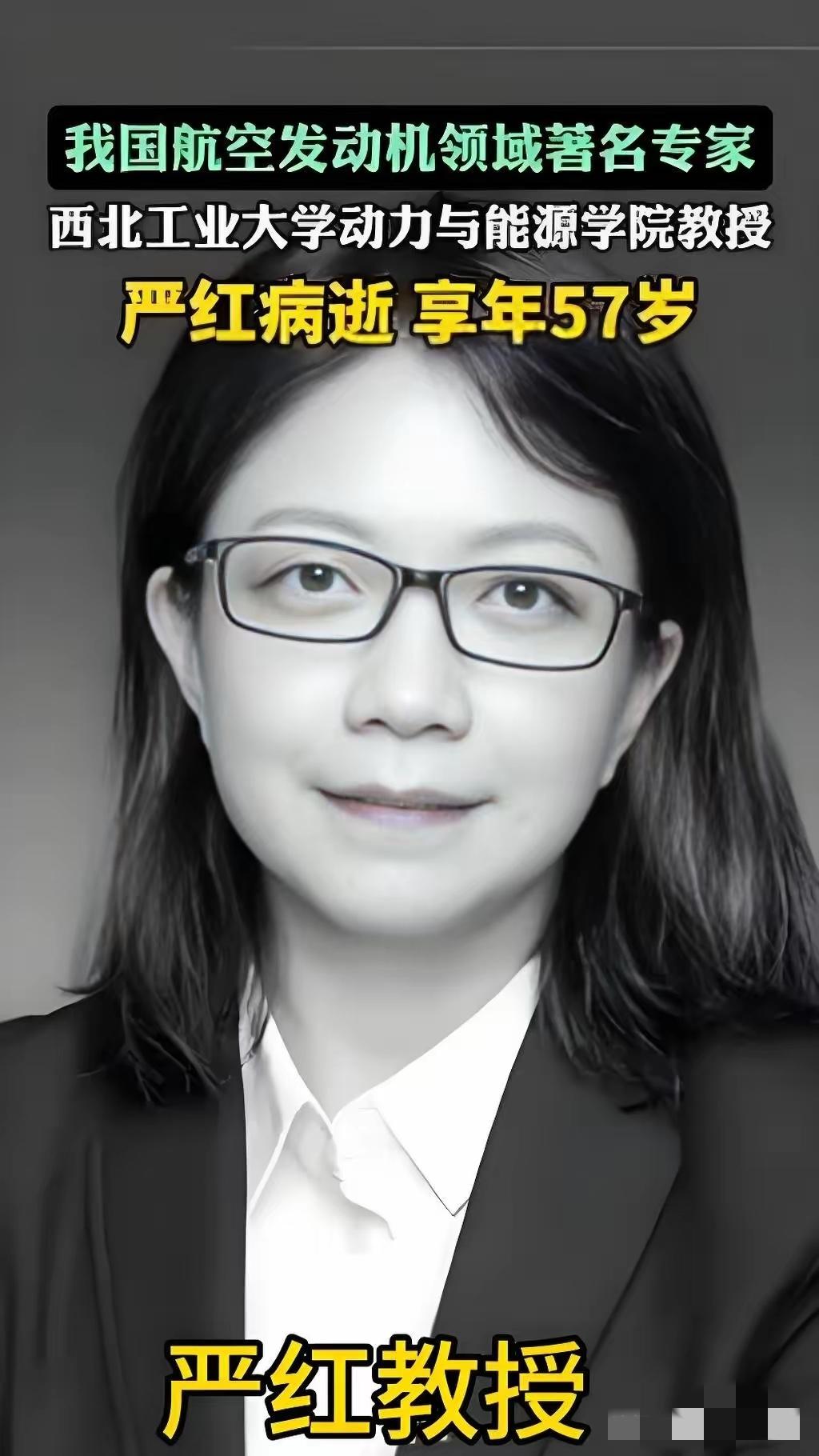 我国痛失国之栋梁严红
 
在2026年3月24日在南京57岁的航空发动机顶尖专家