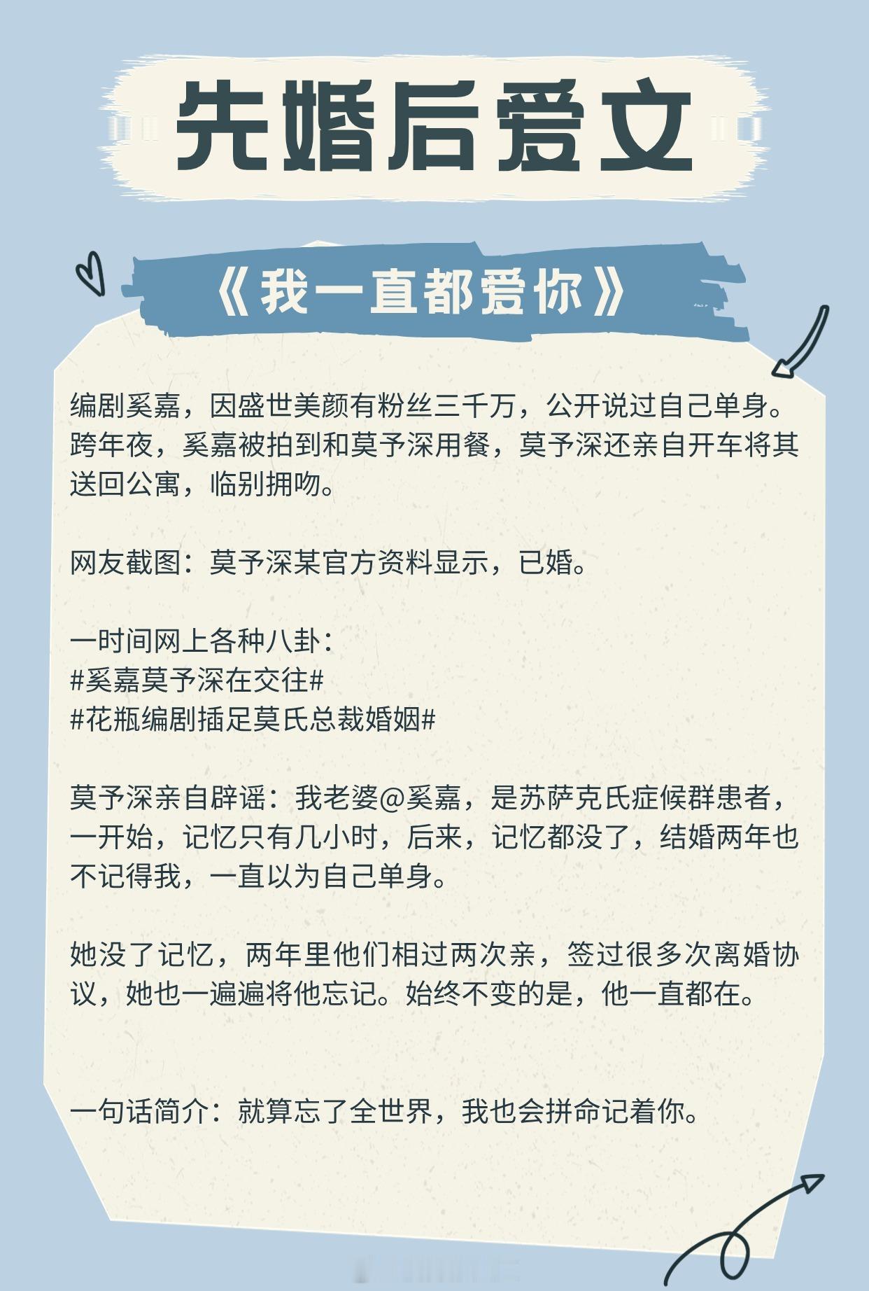 【先婚后爱系列】就算忘了全世界，我也会拼命记着你1.《我一直都爱你》作者：梦筱二