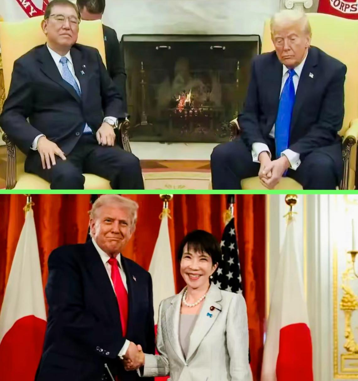 特朗普的表情是不是就说明了一切？
特朗普和石破茂会面时，脸上一脸无奈的表情！明显