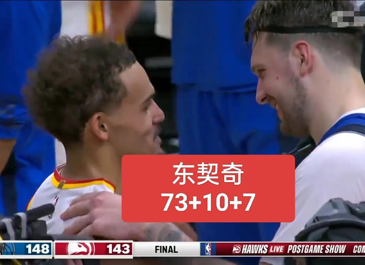 效率值+89！杨少侠怎么看？东契奇创历史73+10+7
73分可是历史并列第4！