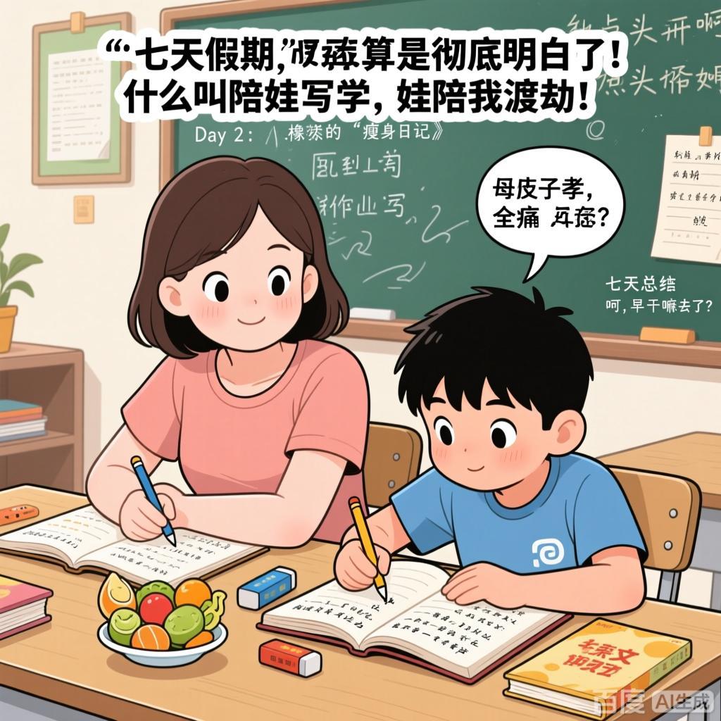 这七天假期，我算是彻底明白了！什么叫我陪娃写作业，娃陪我渡劫！

Day 1：母