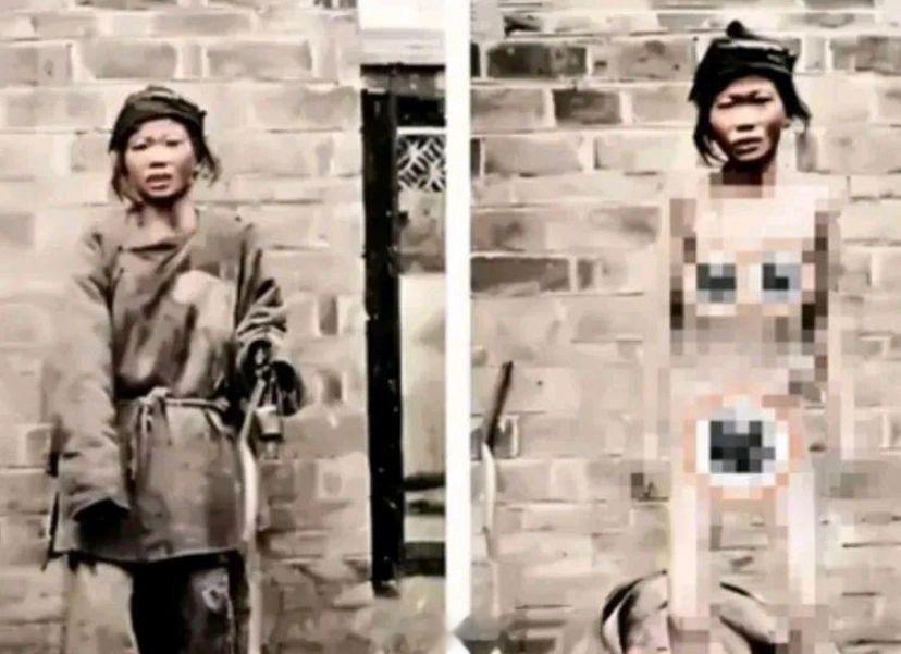 晚清安徽一女子在洋人食物的诱惑下，自愿脱掉衣服让拍下了这组照片，皮包骨头、瘦骨嶙