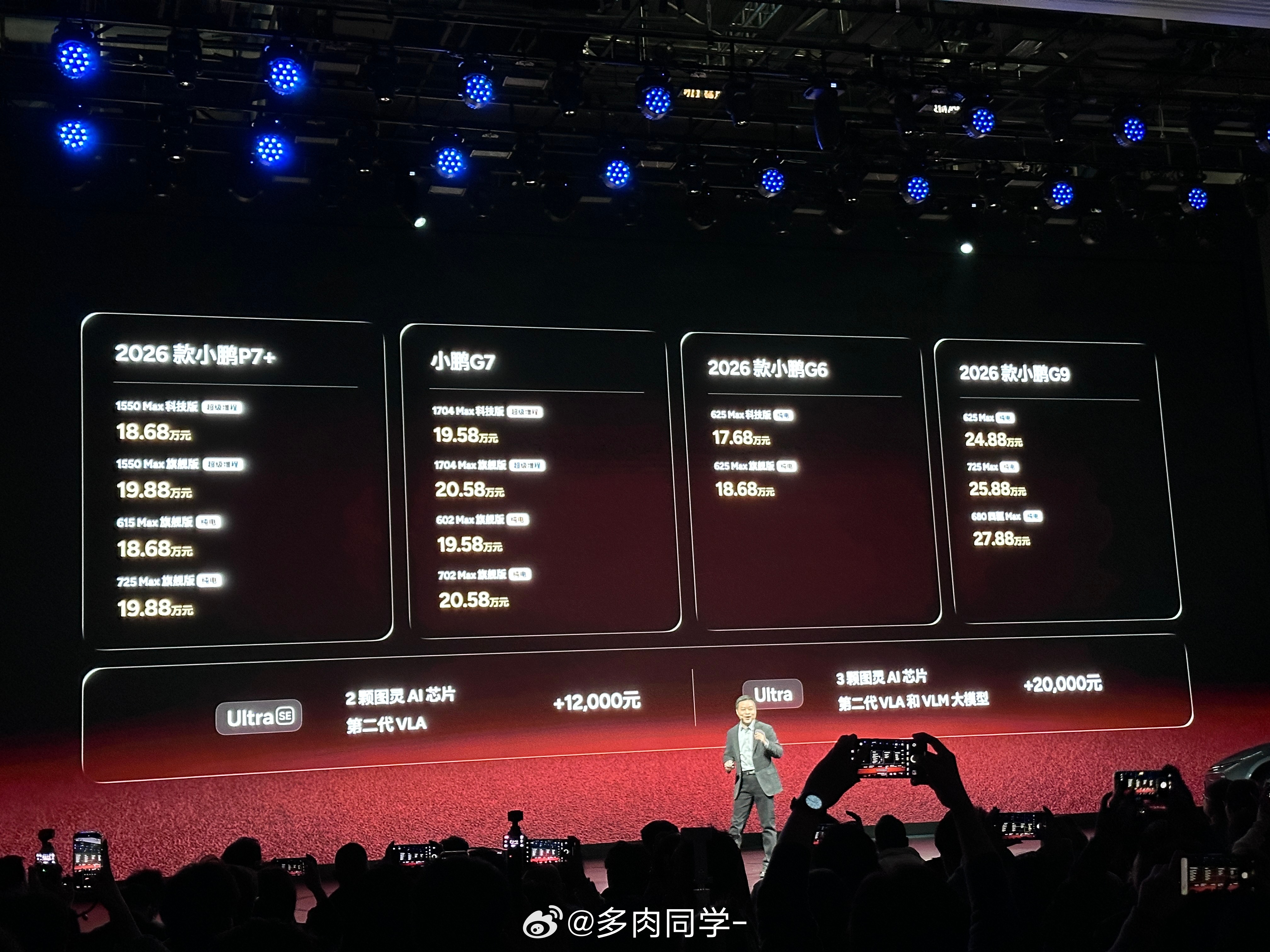 小鹏今天四车齐发2026款小鹏P7+和G7增程款和纯电款价格一样售价四款售价分别