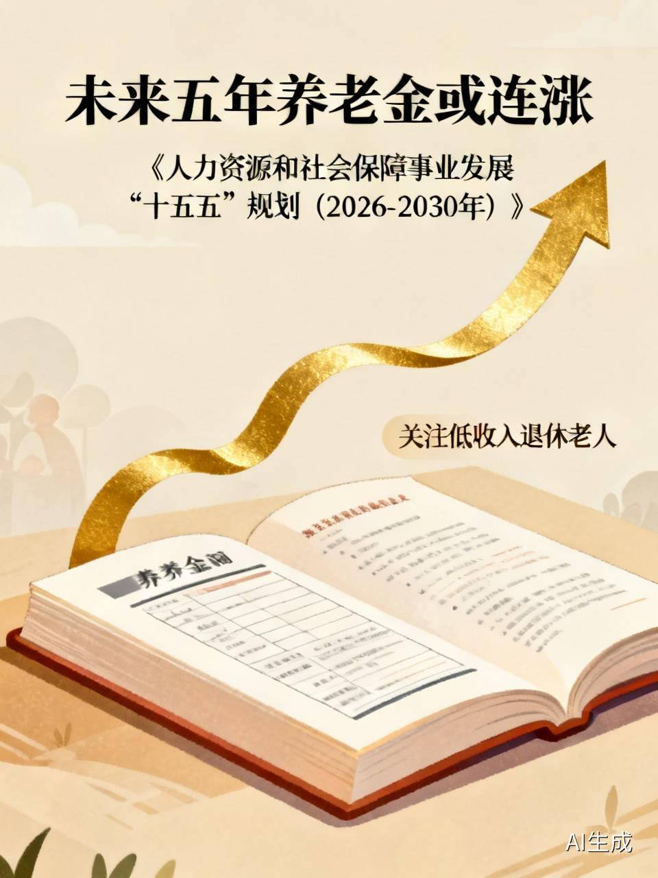 未来5年养老金大概率还会涨。2026年7月9日印发的《人力资源和社会保障事业发展