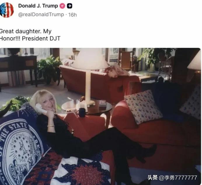 川普发帖，赞扬特朗普的女儿——伊万卡。有问题吗？ 
问题是：这图片中的女子不是伊
