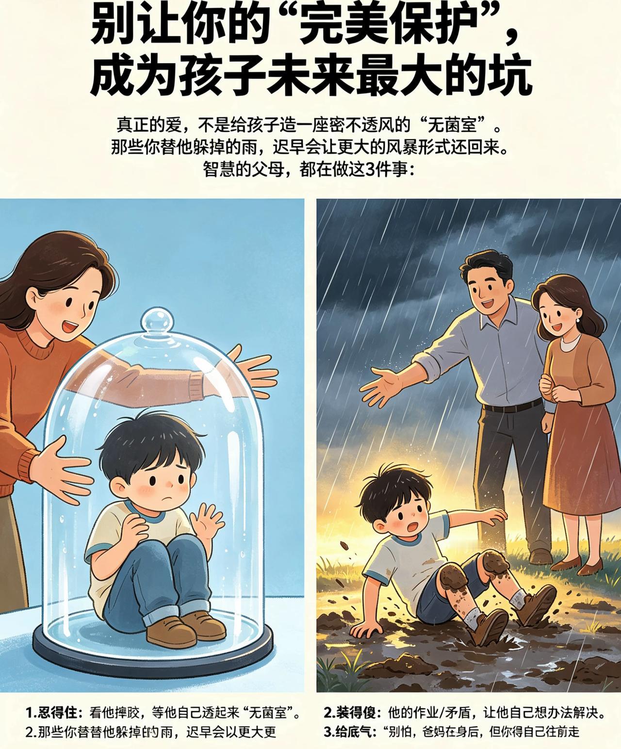 🔥 “别让你的‘完美保护’，成为孩子未来最大的坑”
真正的爱，不是给孩子造一座