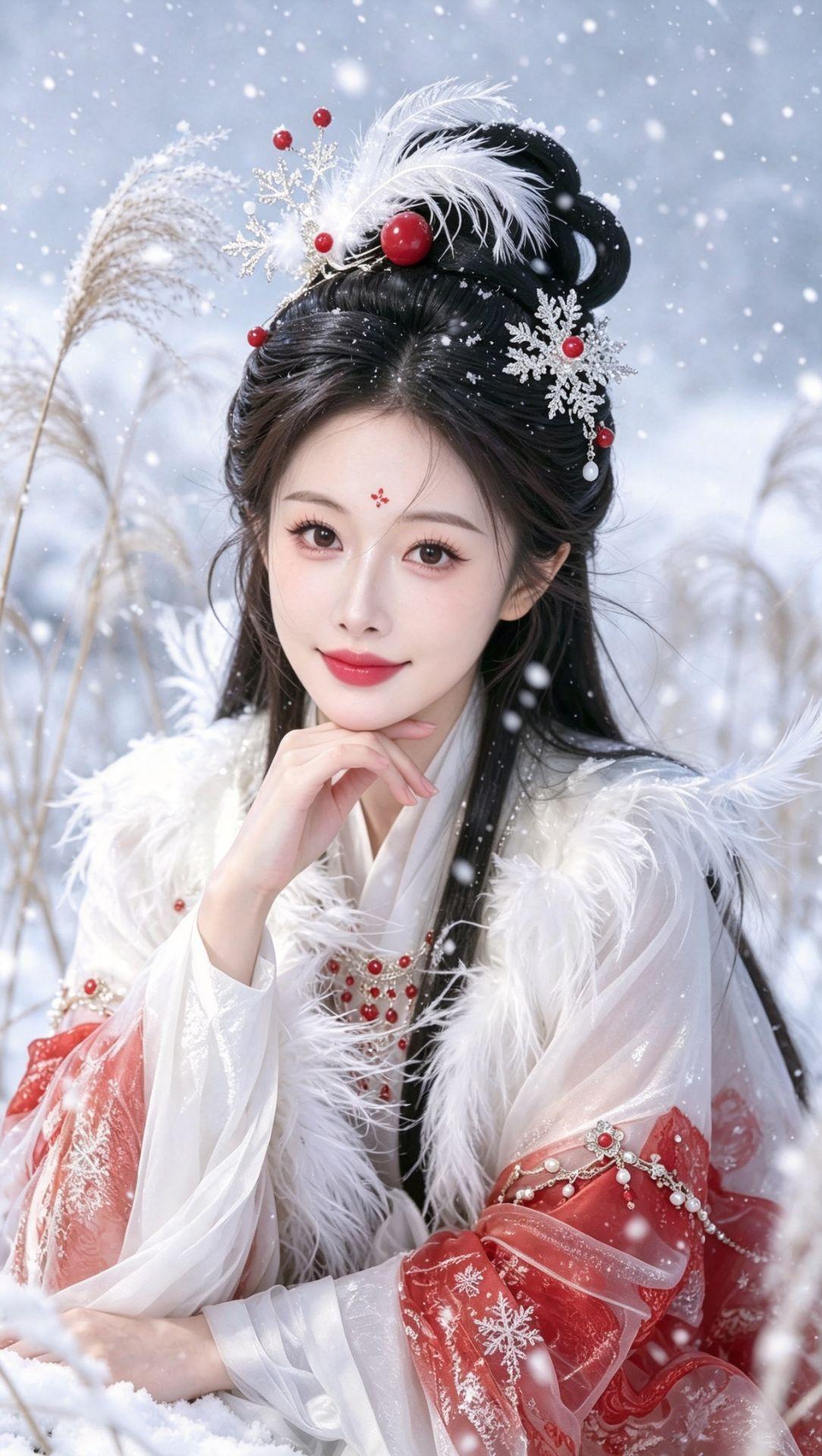 AI人物场景还原特效  雪天汉服写真 雪日汉服写真