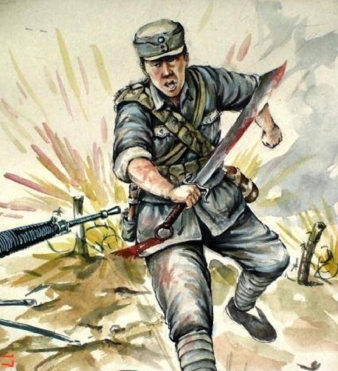 1937年雁门关伏击战中，贺炳炎目睹了一名八路军士兵被一个不满五尺的日本兵一刺刀