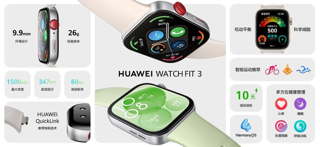 华为WATCH FIT 3 智能手表近日收获全球用户的广泛关注，华为WATCH 