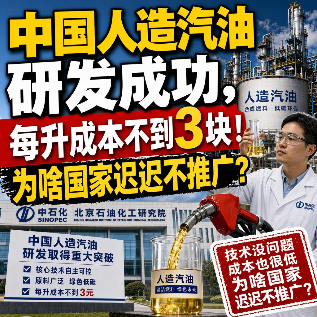 很多人一看到"人造汽油每升3块"，就以为国家在藏着好技术不用。
但真相是，这个价