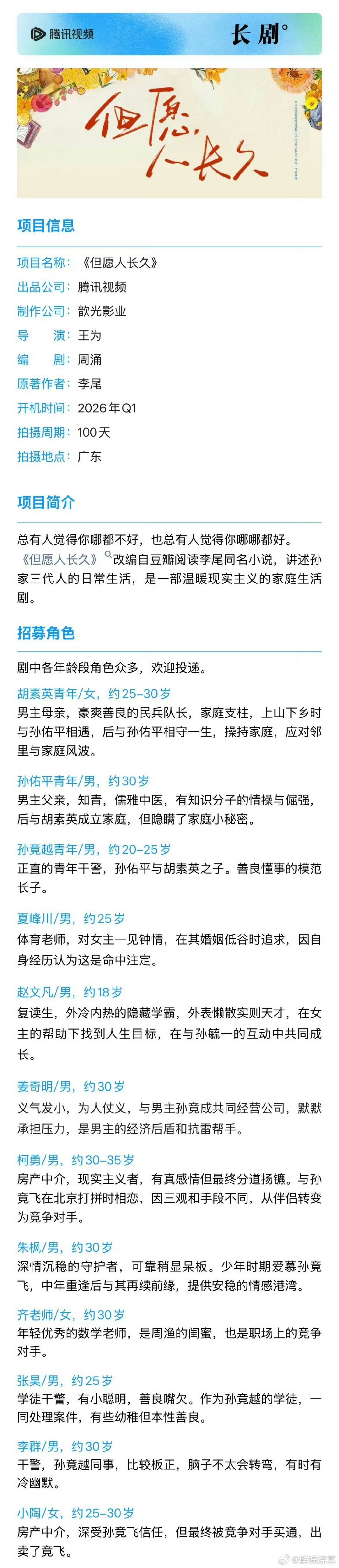 但愿人长久主演阵容 《但愿人长久》网传演员名单出炉，张晚意、沈月挑大梁，刘敏涛、