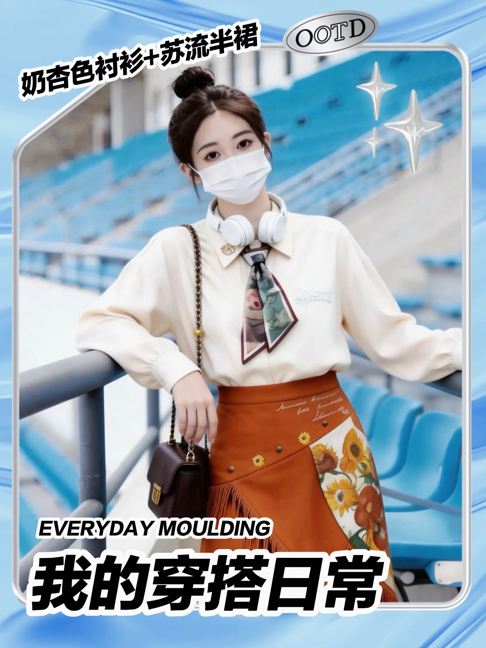 把梵高向日葵穿在身上！这条流苏半裙太绝了。这套复古油画风套装我真的吹爆...