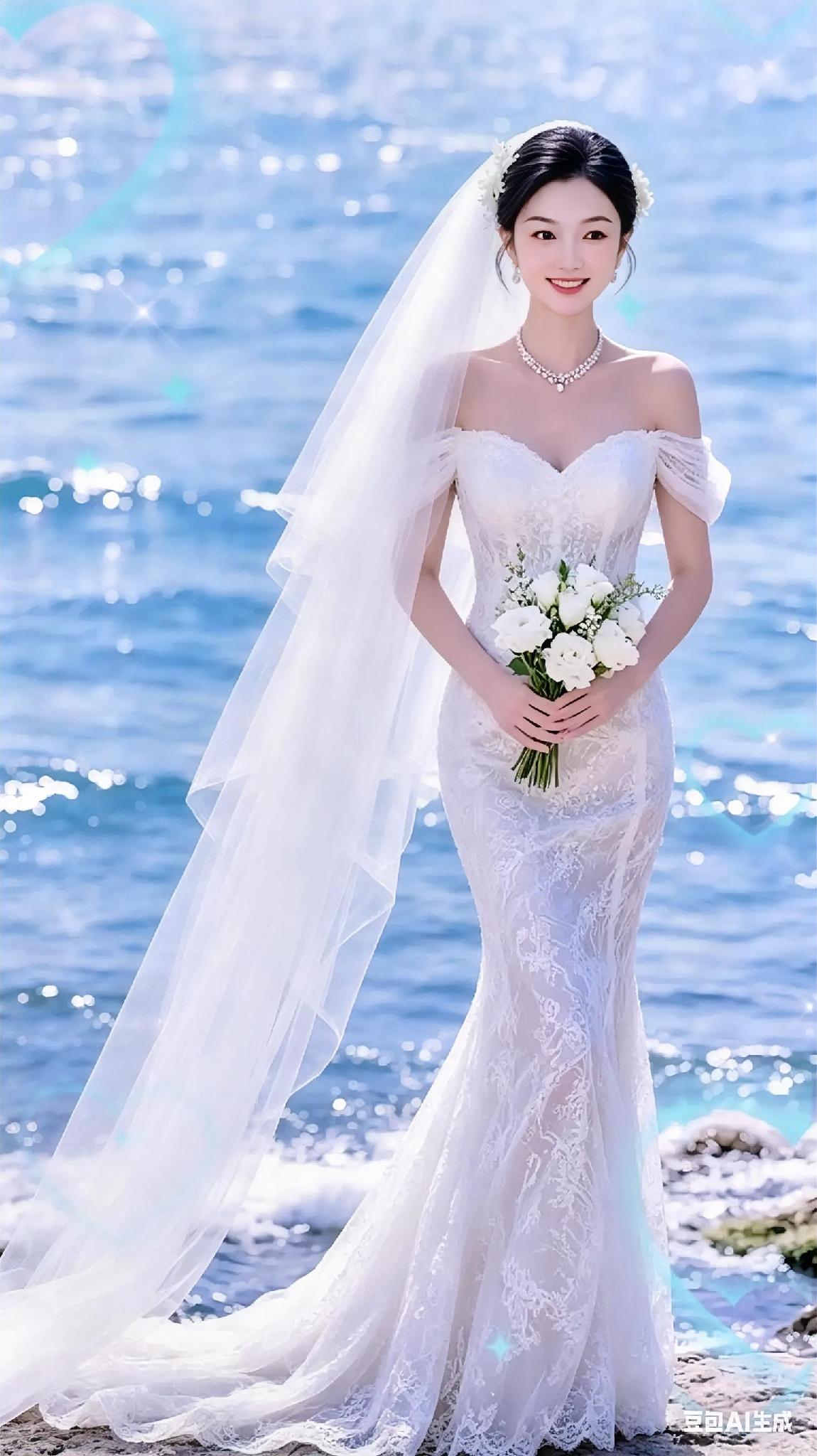 海边婚纱大片，优雅的新娘与碧海蓝天相映成趣！🌊💍✨
海边婚纱照 
新娘婚纱婚