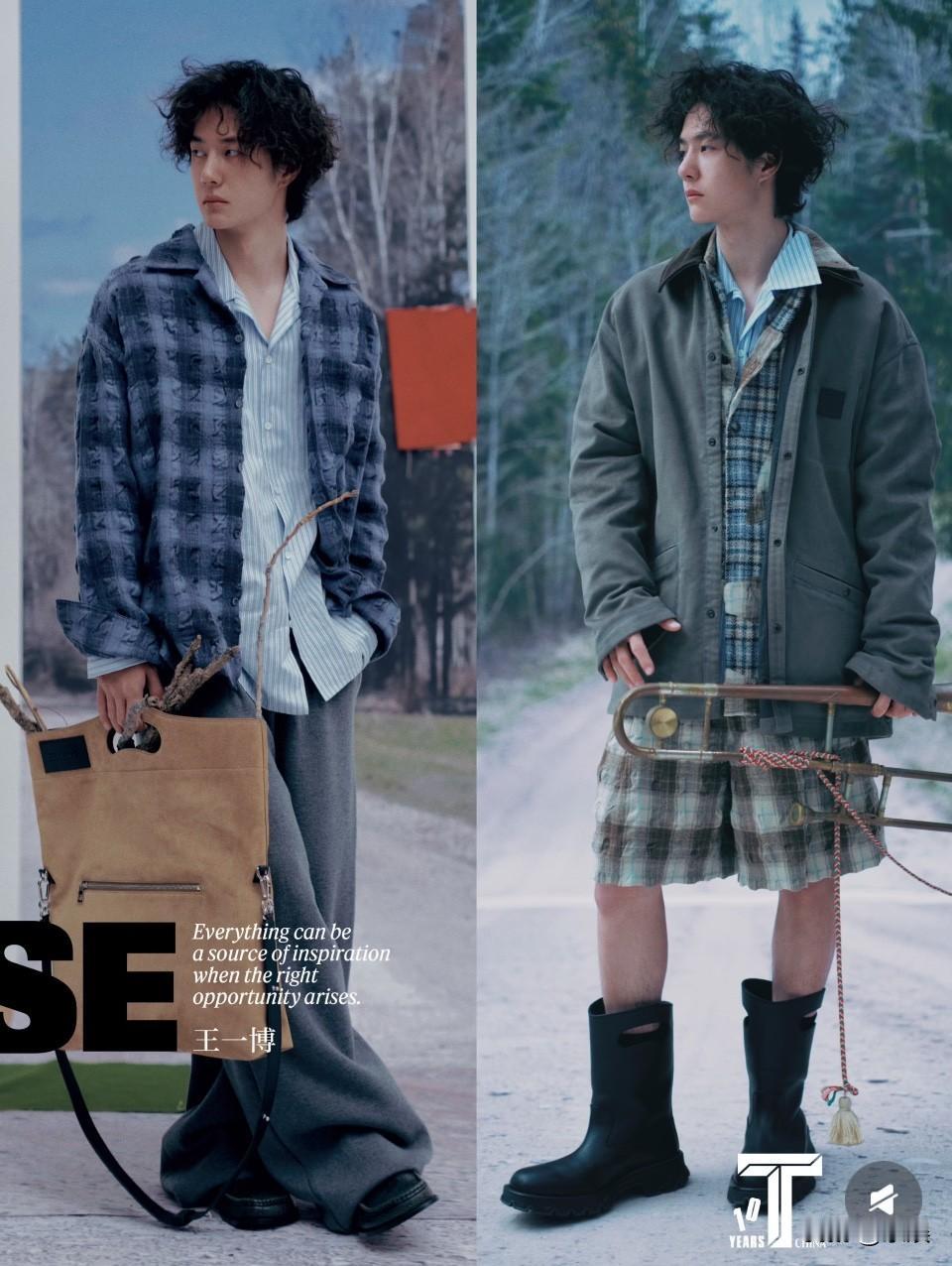 震撼首发‼️卷发➕裤裙？王一博重新定义时尚～
王一博 身着26春夏预告系列格子裤