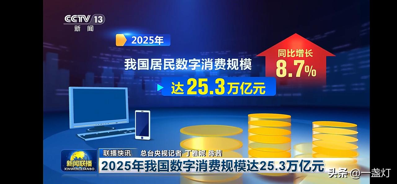 2025年中国数字消费规模达25.3万亿元，同比增长8.7%！📈💰