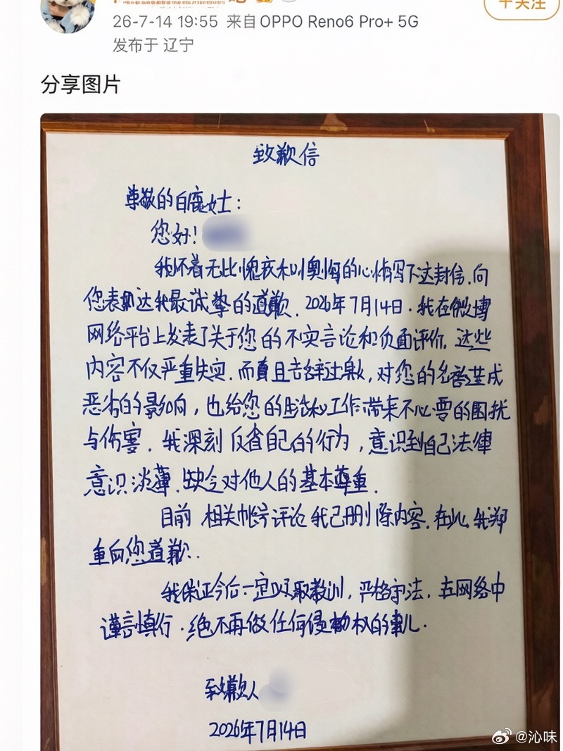 白鹿从始至终没做错过任何事，为什么要不停的对她造谣呢？又来一个白鹿黑粉道歉信，所