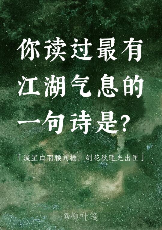 你读过最有江湖气息的一句诗是？✨