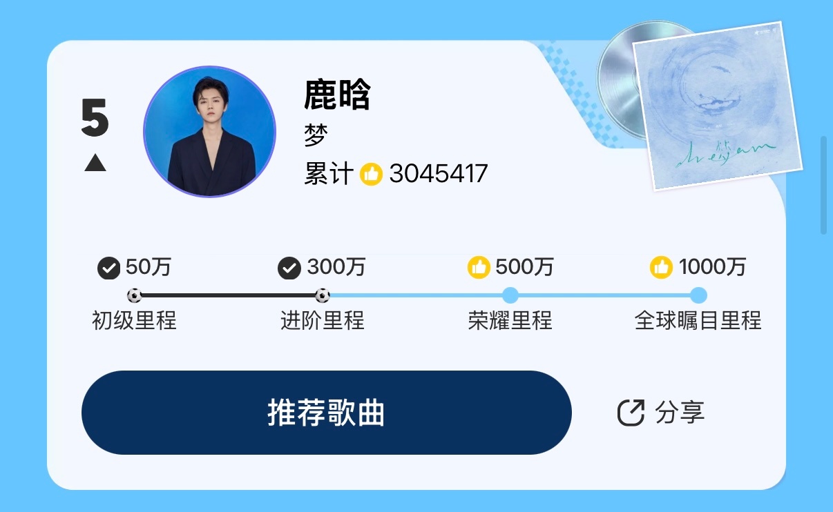 鹿晗 ❗全体芦苇，最后十几个小时，大家都能动个手 QQ音乐新投票：网页链接  目