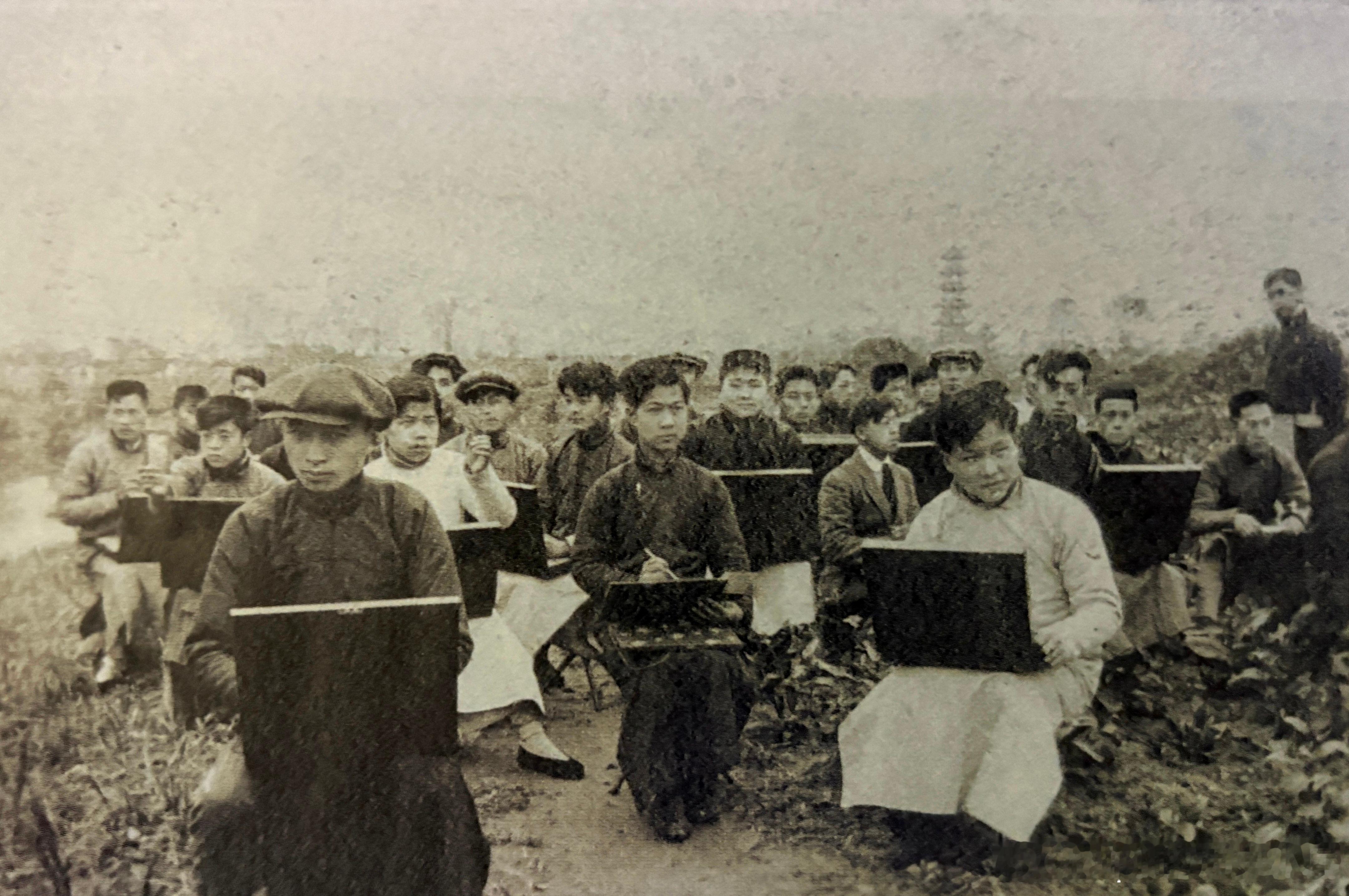 1918年上海美专学生龙华户外写生历史影像 ​​​