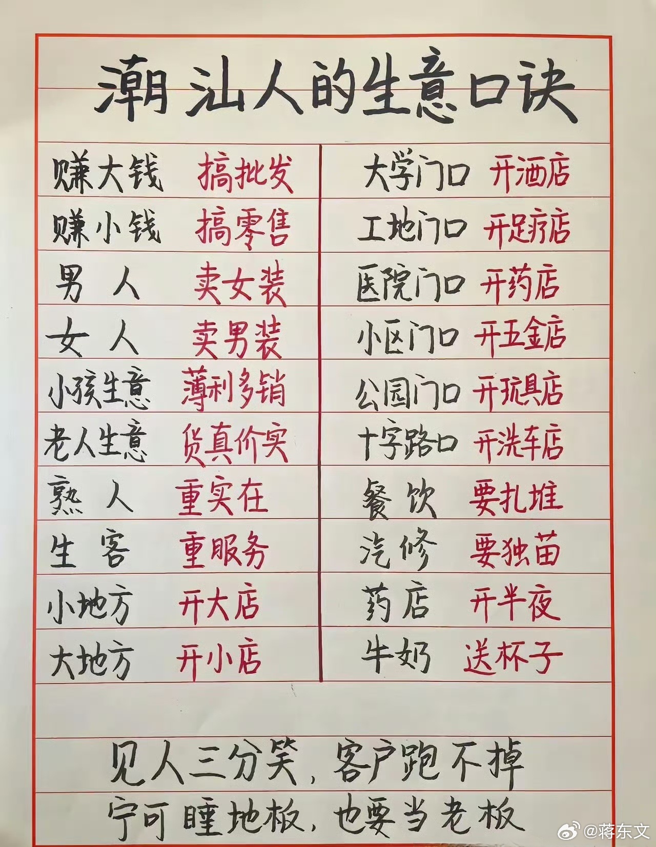 怪不得，潮汕人都那么会做生意，这“生意经”属实不错。 ​​​